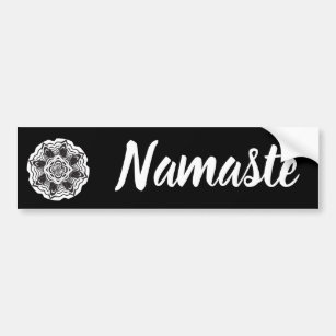 Namaste Schwarz-weiß Floral Mandala Autoaufkleber