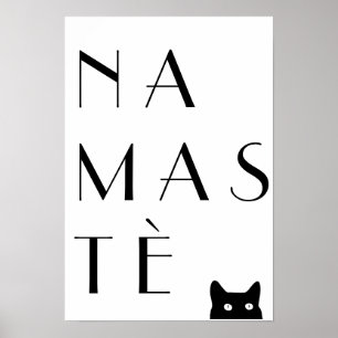 Namaste schwarze Katze Poster