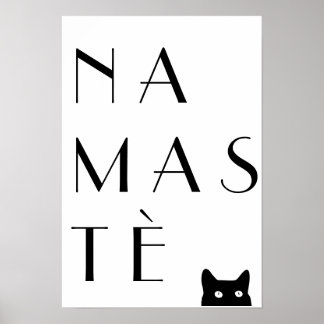 Namaste schwarze Katze Poster
