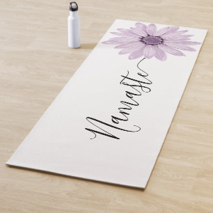 Namaste Script Lila Blume Stem Yoga Mat Yogamatte