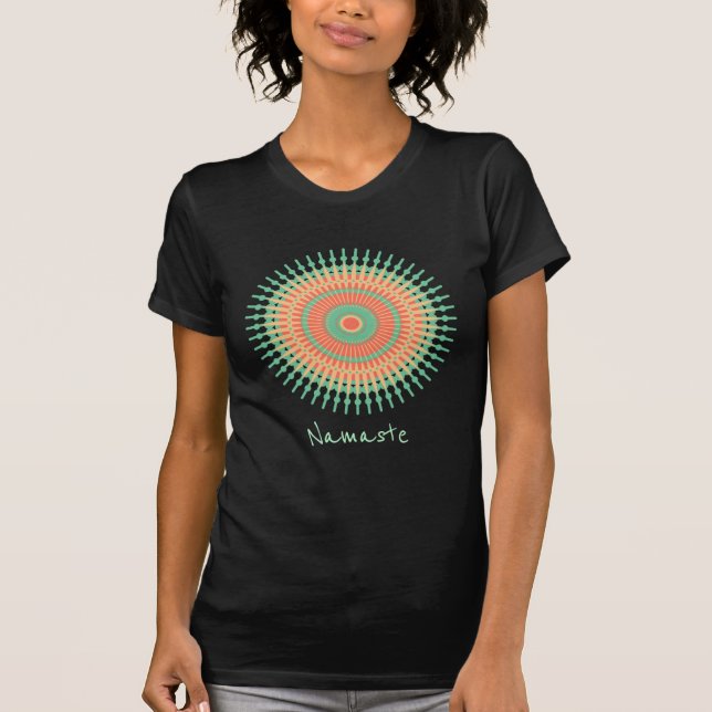 namaste Slogan mit mandala design minze indische T-Shirt (Vorderseite)