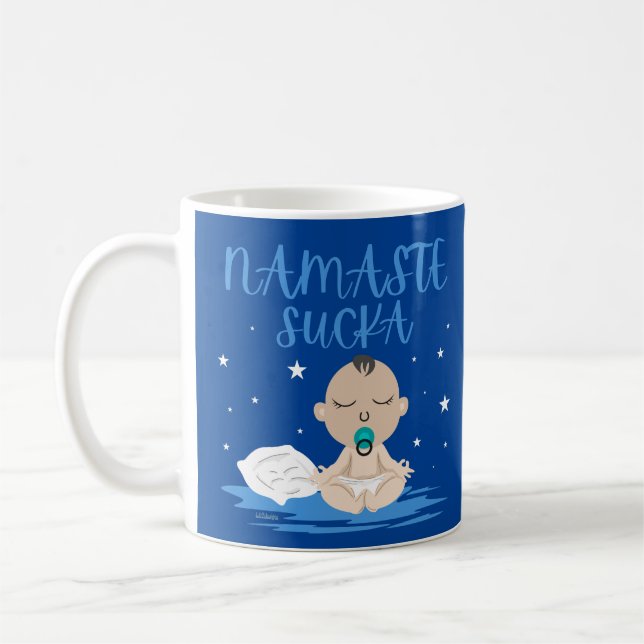 NAMASTE SUCKA lustiges Baby Yoga Zen Master Kaffeetasse (Links)