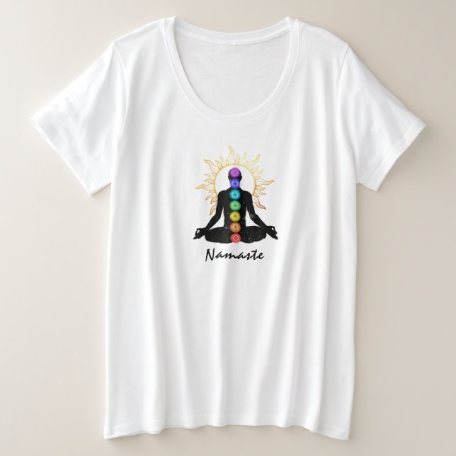 *~* Namaste Sun Universe Man Meditate Lotus Pose Große Größe T-Shirt (Design vorne)