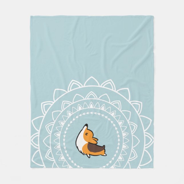 Namaste Tricolor Corgi-Fleecethrow-Decke Fleecedecke (Vorderseite)