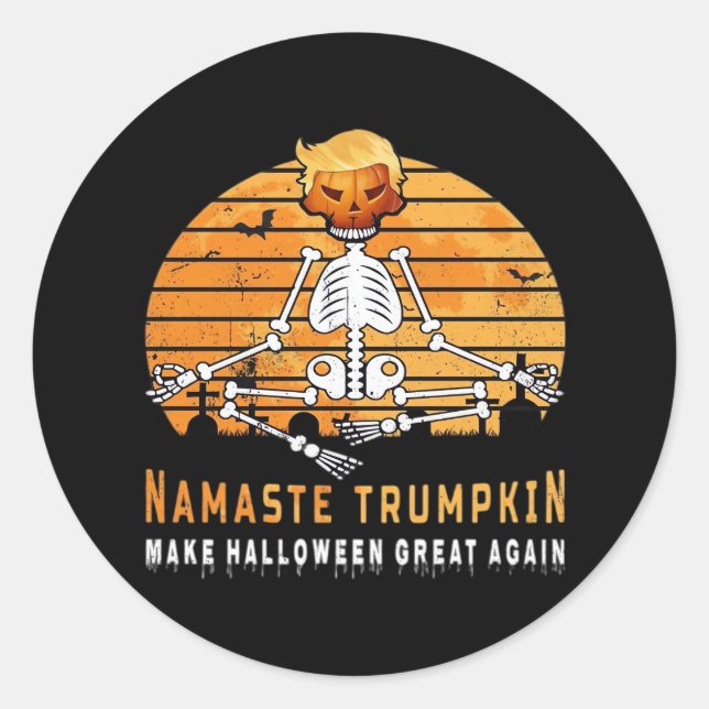 Namaste Trumpkin macht Halloween Great wieder Medi Runder Aufkleber (Vorderseite)
