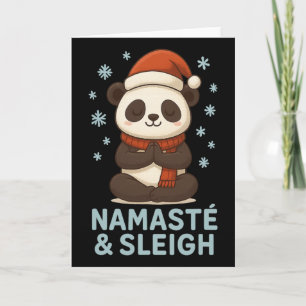 Namasté und Schlitten süße Weihnachten Yoga Panda Karte