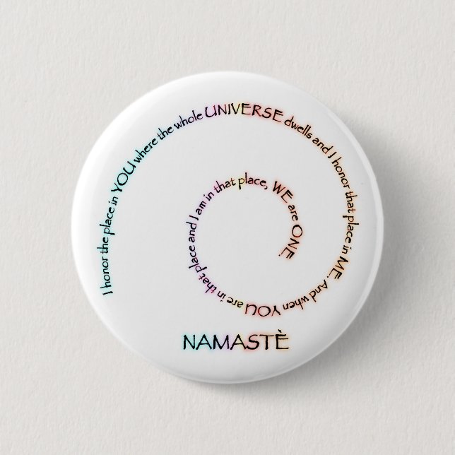 Namaste und seine Bedeutung Button (Vorderseite)