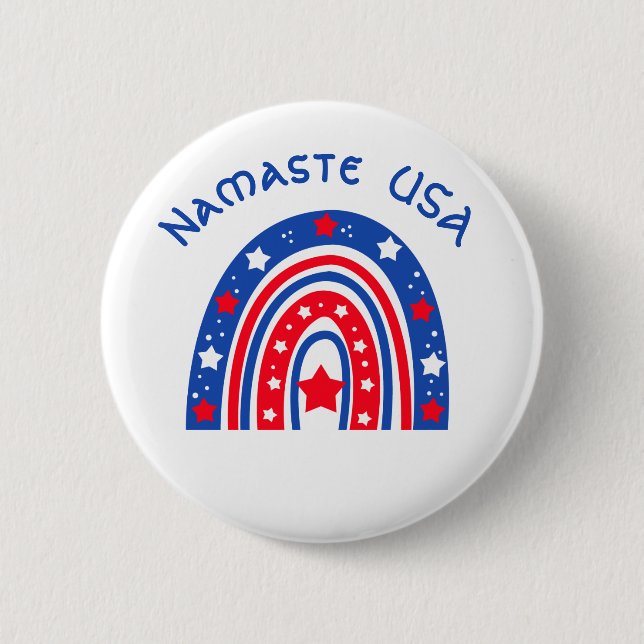 Namaste USA Patriotic Rainbow Button (Vorderseite)