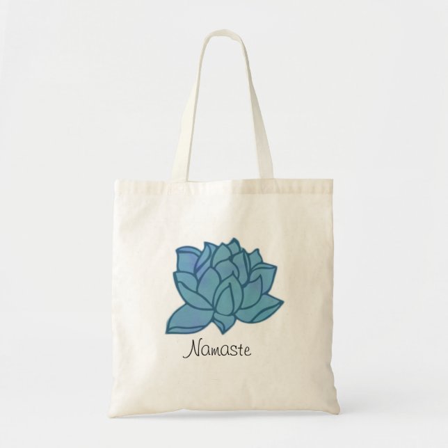 Namaste Watercolor-blauer Lotos-Yoga-Tasche Tragetasche (Vorne)