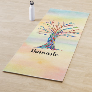 Namaste Watercolor Rainbow Tree Yogamatte
