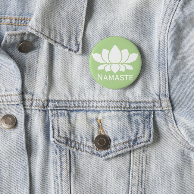Namaste weißes Lotus Yoga Button (Beispiel)