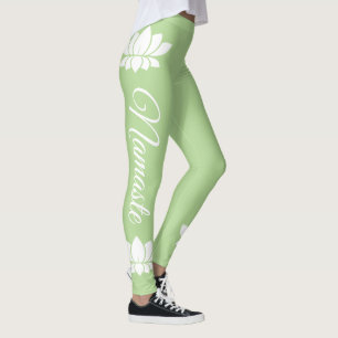 Namaste White Lotus Blume Yoga Leggings