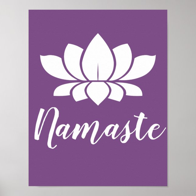Namaste White Lotus & Lila Yoga Poster (Vorne)