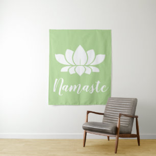 Namaste White Lotus Yoga Wandteppich
