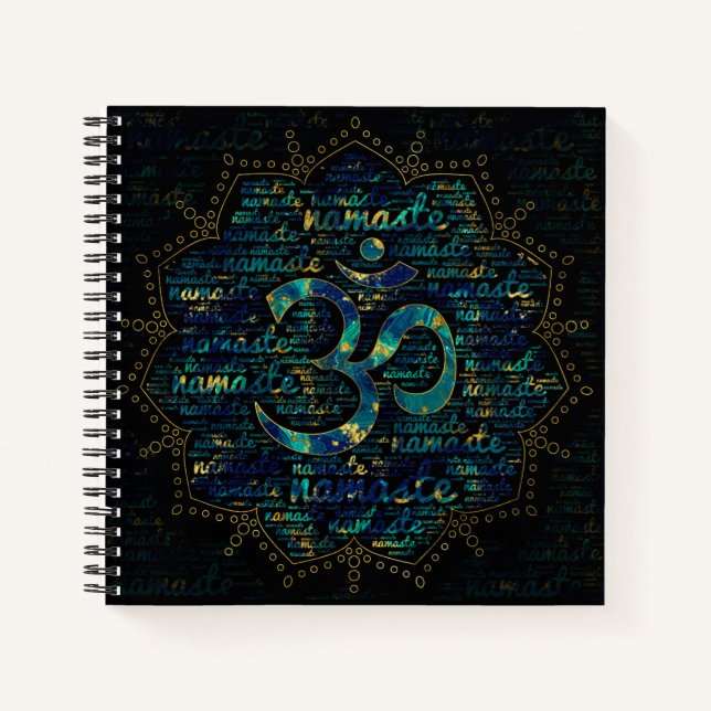 Namaste Word Art mit OM Symbol Notizbuch (Vorderseite)
