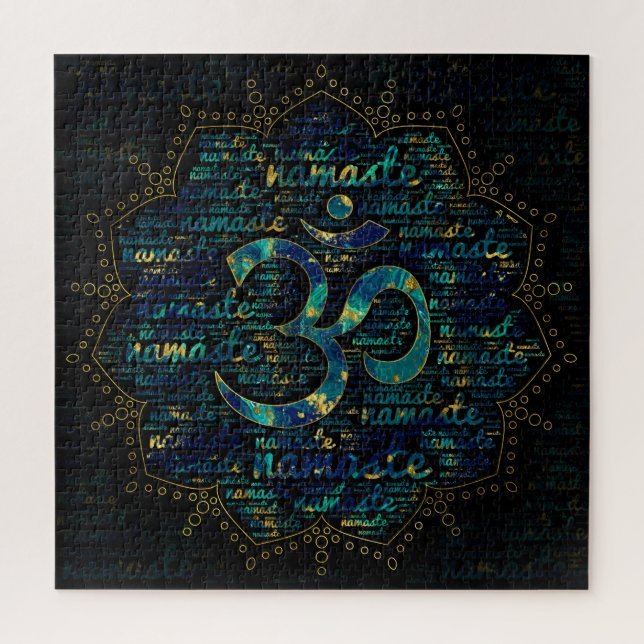 Namaste Wort-Kunst in Lotus mit OM-Symbol Puzzle (Vertikal)