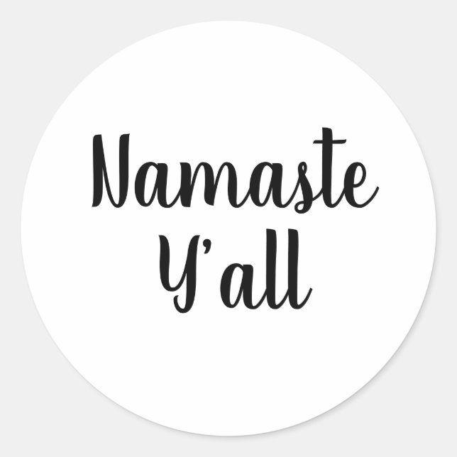 Namaste Y’all Yoga Typografie Runder Aufkleber (Vorderseite)