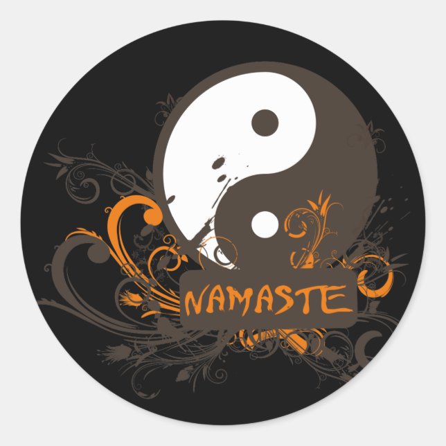 Namaste Yin Yang Runder Aufkleber (Vorderseite)