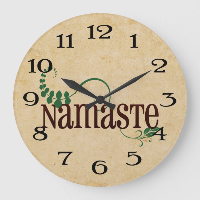 Namaste Yoga Große Wanduhr (Vorderseite)