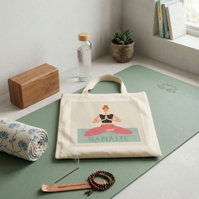 Namaste Yoga Illustration Niedlich Tote Bag Tragetasche (Von Creator hochgeladen)