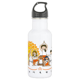 Namaste Yoga Lehrer mit Schülern - Yoga-Posen - Edelstahlflasche