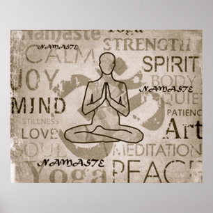 Namaste Yoga Liebe Charcoal Lotus Print Poster