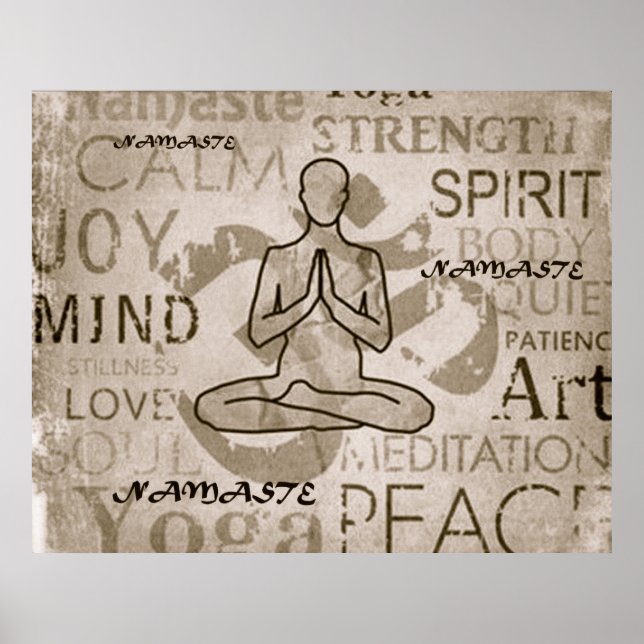 Namaste Yoga Liebe Charcoal Lotus Print Poster (Vorne)