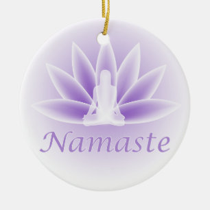 Namaste Yoga Lotus Blume Violett Keramikornament