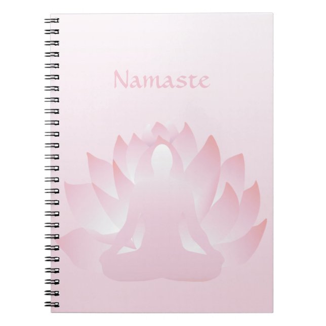 Namaste Yoga Lotus Pose Blume Rosa Notebook Notizblock (Vorderseite)