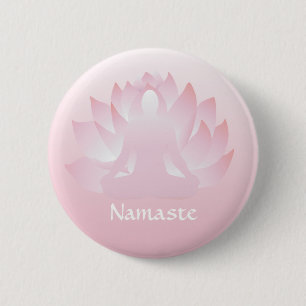 Namaste Yoga Lotus Pose Blume Rosa Schaltfläche Button