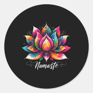 Namaste Yoga Lotusblume Meditation Zen Boheme Runder Aufkleber