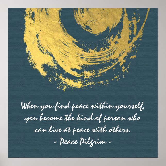 Namaste Yoga Meditation Quotes Blue Gold ZEN Signi Poster (Vorne)