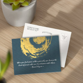 Namaste Yoga Meditation Quotes Blue Gold ZEN Signi Postkarte