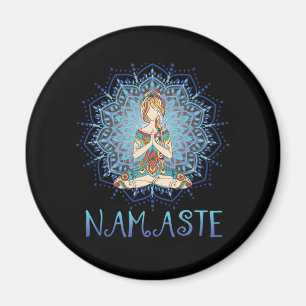 Namaste Yoga Pose mit Chakra für Yoga Lover min Magnet