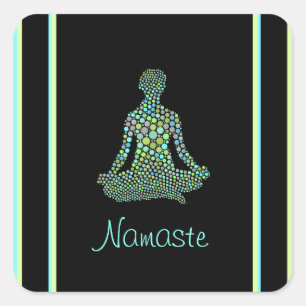 Namaste Yoga Pose Serene Personalisiert Quadratischer Aufkleber