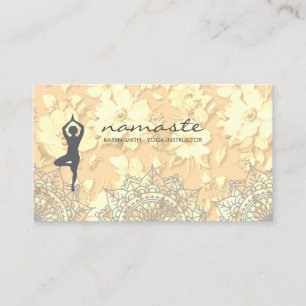 Namaste Yoga Pose Tribal Blumenmuster Visitenkarte
