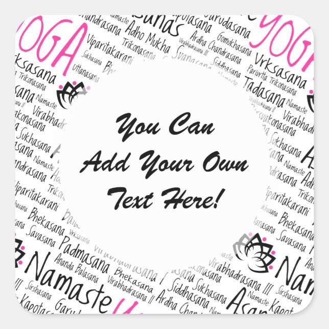 Namaste Yoga-Positionen Asana-Posen Sanskrit-Namen Quadratischer Aufkleber (Vorderseite)