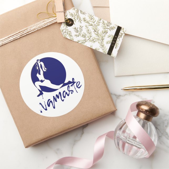 Namaste, Yoga Runder Aufkleber (Schenken)