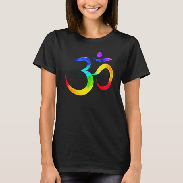 Namaste Yoga Symbol Rainbow T-Shirt (Vorderseite)