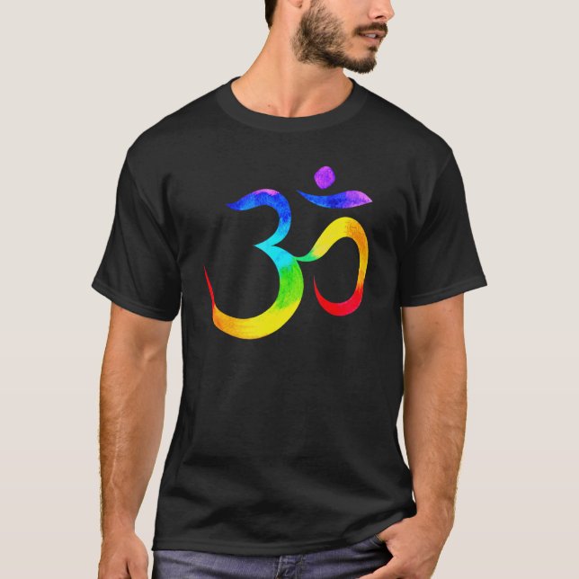 Namaste Yoga Symbol Rainbow T-Shirt (Vorderseite)