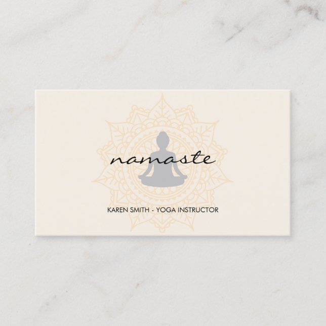 Namaste Yoga Tribal Muster mit Lotus-Position Visitenkarte (Vorderseite)