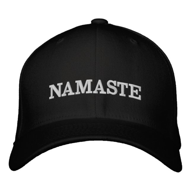 Namaste Yoga Typografie Bestickte Baseballkappe (Vorderseite)