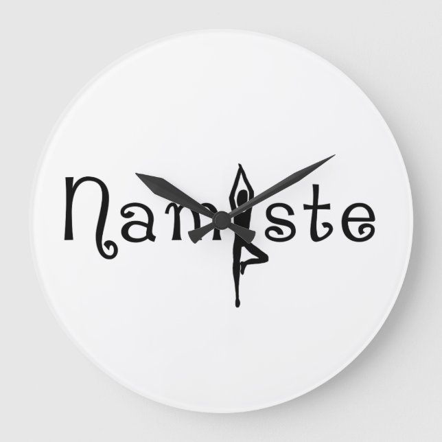 Namaste Yoga Wall Clock Große Wanduhr (Vorderseite)