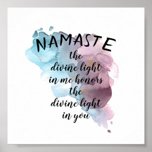 Namaste Zitat Aquarellblau und lila Poster