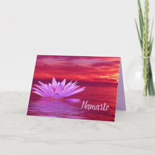 Namaste-Zitat Danke Lotus auf dem Ozean bei Sonnen Karte