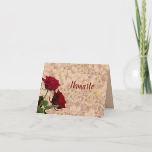 Namaste-Zitat Danke rote Rosen Vintage-Design Karte
