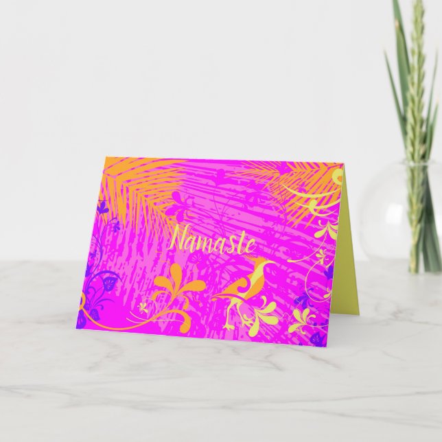 Namaste Zitat Danke Spring Tropical Floral Karte (Vorderseite)