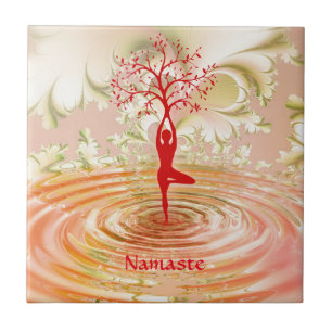 Namaste-Zitat Lebensbaum Zen Yoga Fliese