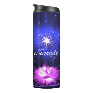Namaste Zitat Lila Crystal Lotus & Star Thermosbecher