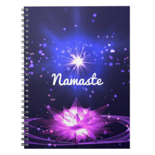 Namaste-Zitat Lila Kristall Lotus & Stern Notizblock